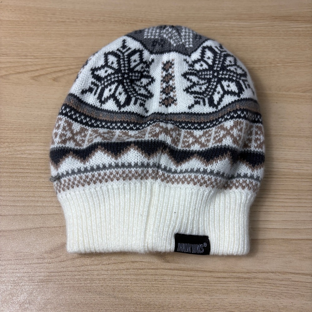 MukLuks Knit Winter Hat Fairisle Snowflake Nordic Ski Outdoor Beanie
